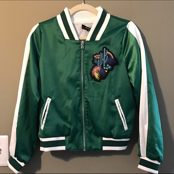 Satin Bomber Cactus Embroidery Patch - Picture 4 of 4