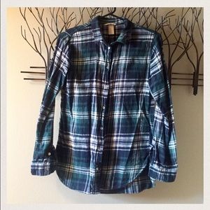 H&M green and blue flannel size 2 women!