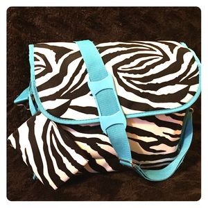 NWOT Zebra/Blue Diaper Bag