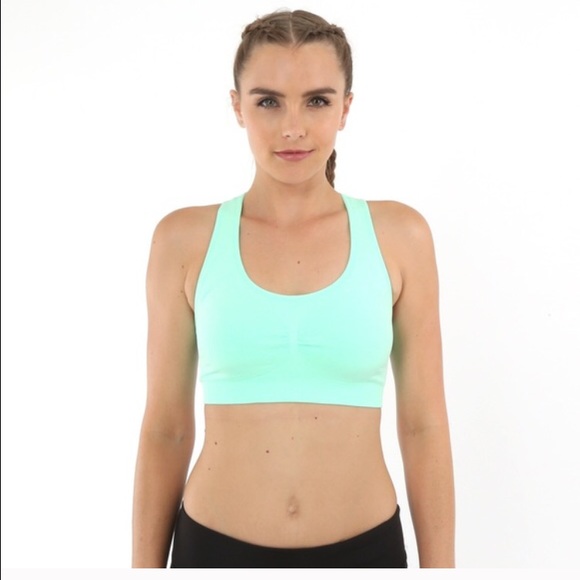 NEW Mint sports bra with crisscross back - Picture 3 of 4