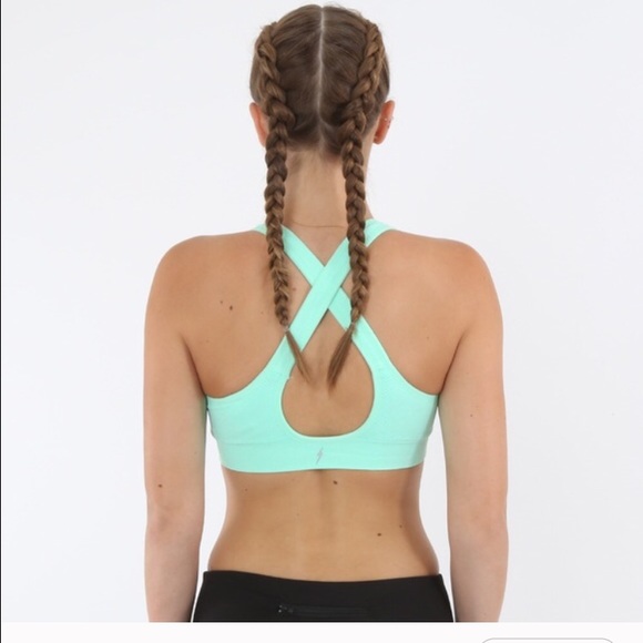 NEW Mint sports bra with crisscross back - Picture 4 of 4