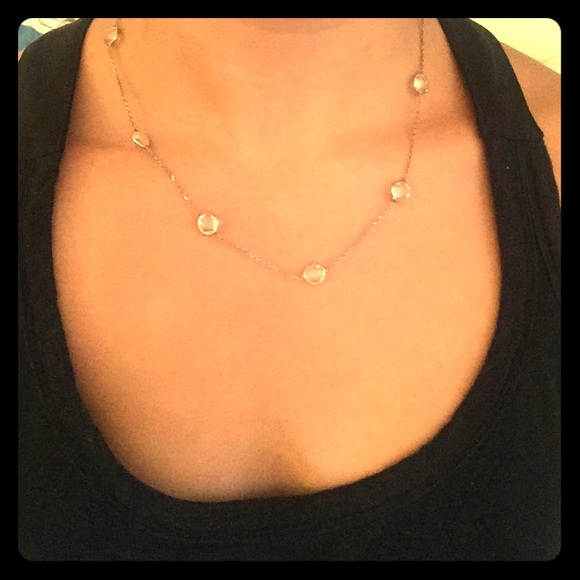 Silver necklace, clear jewels