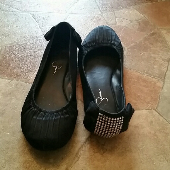 Jessica Simpson ballet flats with rhinestone back