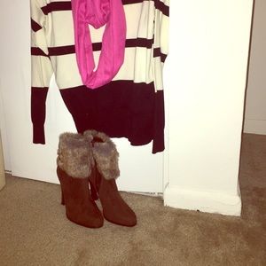 Furry ankle boots