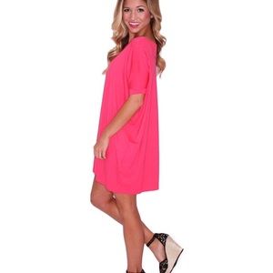 Long Hot Pink Piko Shirt/ dress