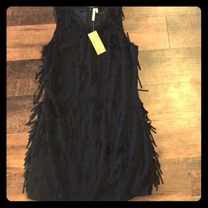 NWT Francesca's Fringe Black Dress