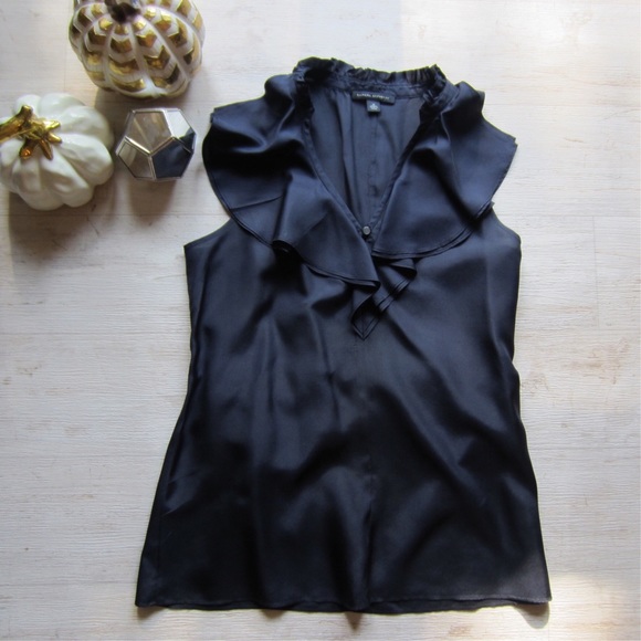 Banana Republic Navy Ruffle Blouse - Picture 3 of 4