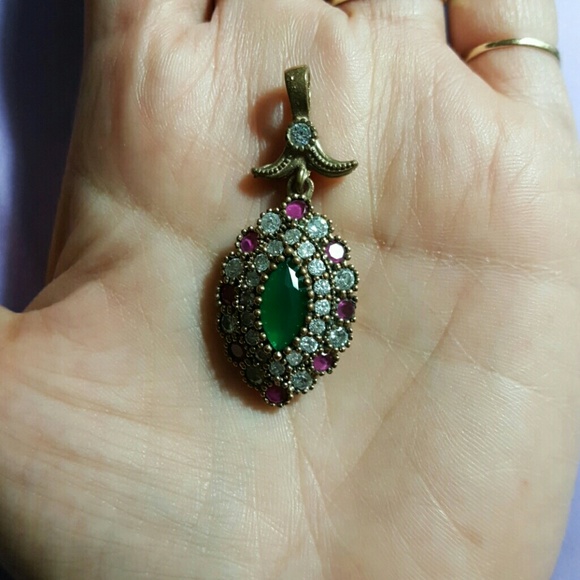 TURKISH 925 SILVER W/BRONZE RUBY, EMERALD, TOPAZ - Picture 3 of 4