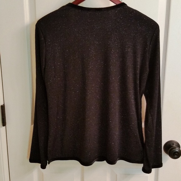 Shimmery Velvet  Trimmed Top - Picture 2 of 3