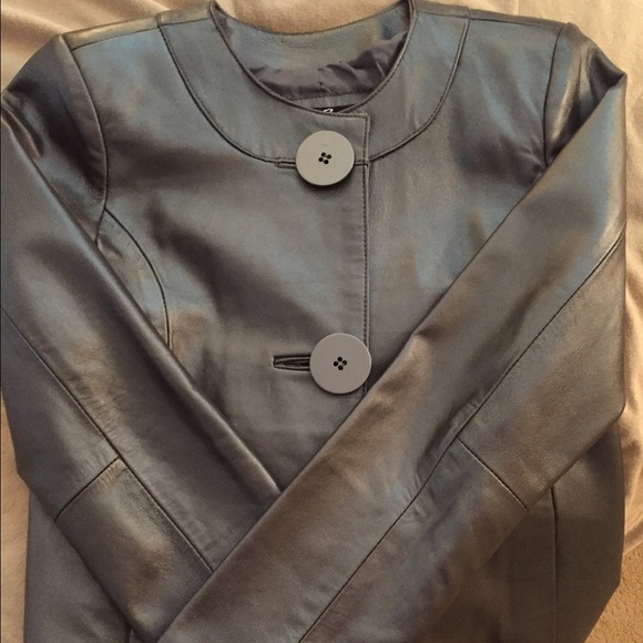 Metallic grey Joseph Israel lambskin jacket - Picture 4 of 4