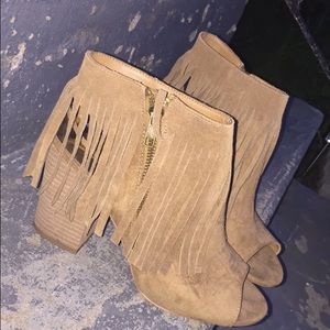 Carlos Santana fringe peep toe boot