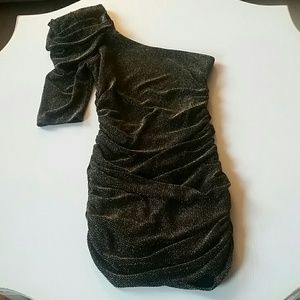 Gold and black one shoulder dress
