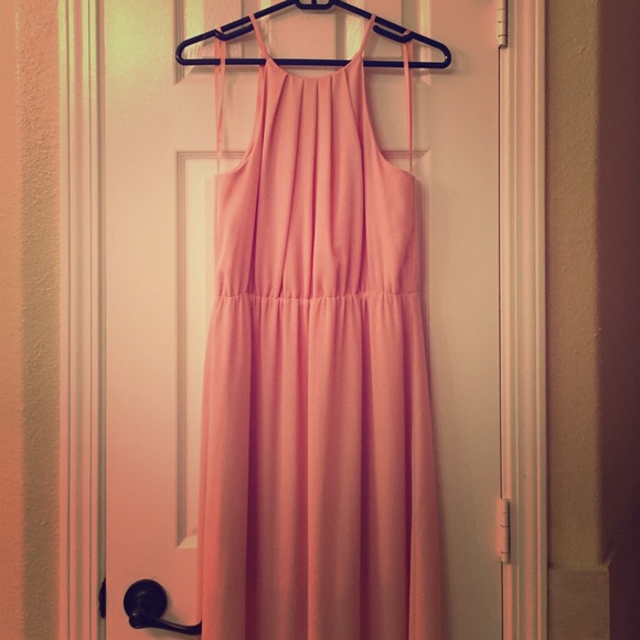 Light pink/peach maxi dress - great for a wedding!
