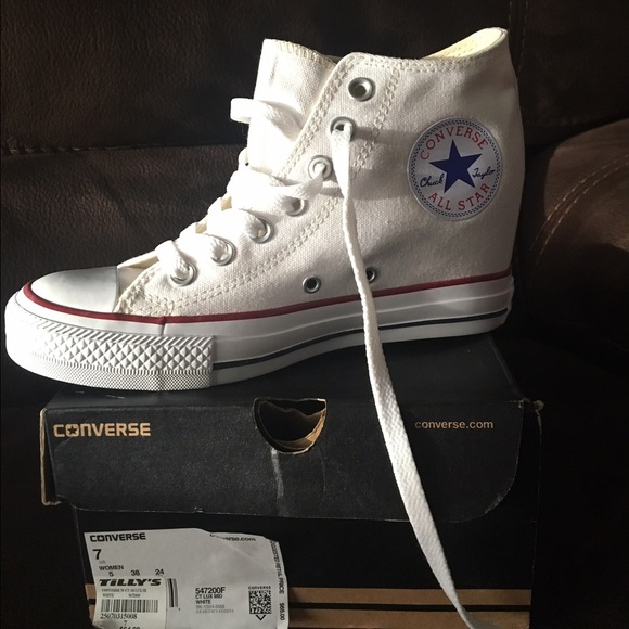 New white converse wedges