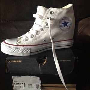 New white converse wedges