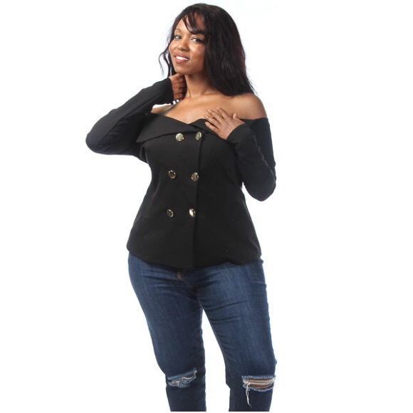 off the shoulder denim jacket plus size