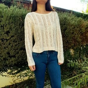 Light cable knit cream ivory sweater