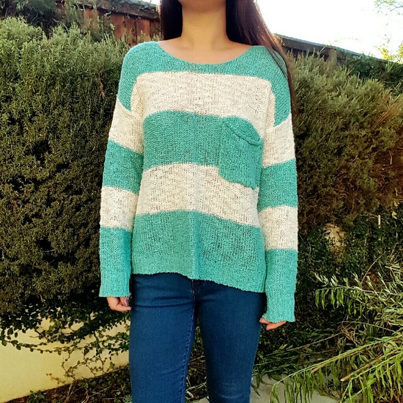 Mint stripe knitted sweater top