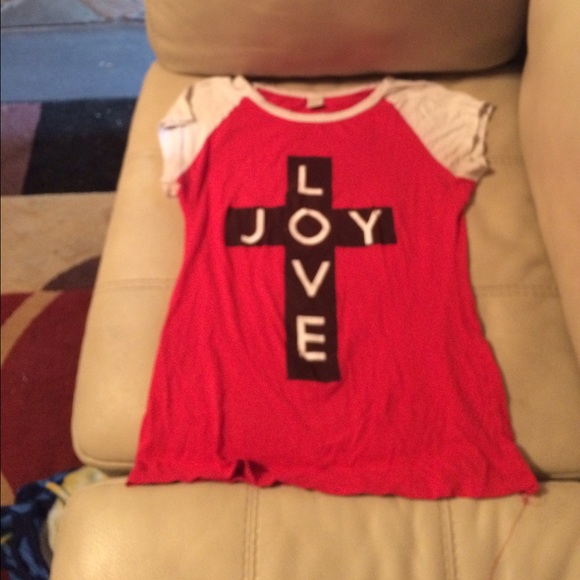 Red and white Love Joy t-shirt