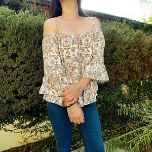 Off the shoulder floral print blouse