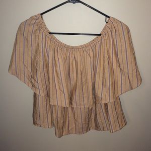 Off the shoulder peach striped top