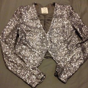 Chrome Sequin Cropped Jacket