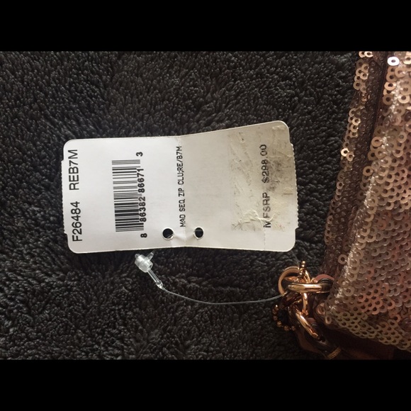 ROSE gold sequined LARGE Coach clutch - Picture 3 of 4