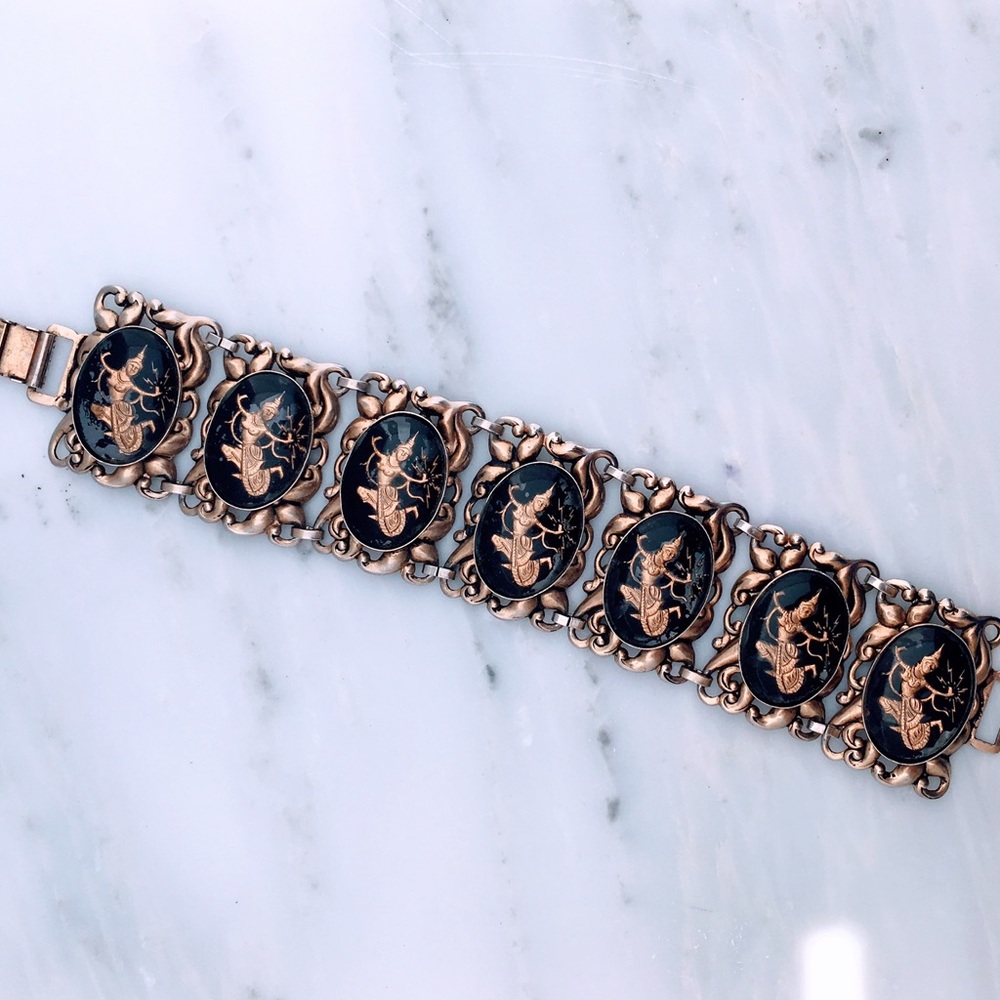 Vintage Panel Thai Siam Bracelet Depicting Mekhala