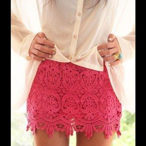 Hot Pink Crochet Skirt from Sabo Skirt AU