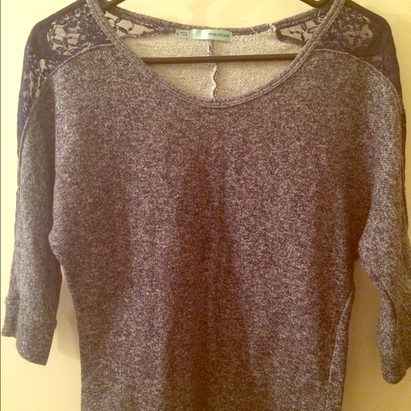 Maurice's Navy quarter sleeved lace sweater.