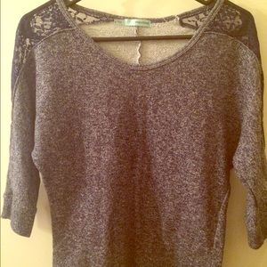 Maurice's Navy quarter sleeved lace sweater.