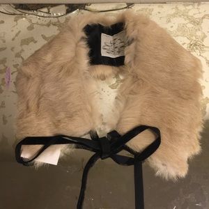 Anthropologie NWT Rabbit Fur Collar