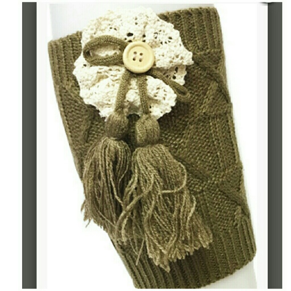*NEW BEIGE KNIT BOOT CUFFS - Picture 2 of 2