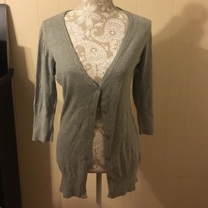 Grey button up "boyfriend" cardigan