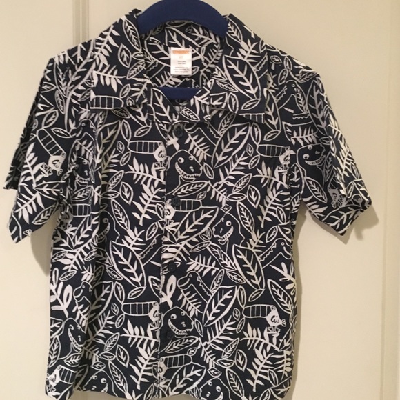 Short Sleeve Boys Button Down Dinosaur Shirt