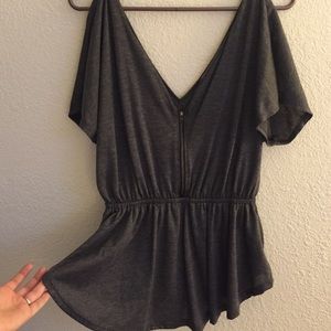 Gray cinched waist blouse