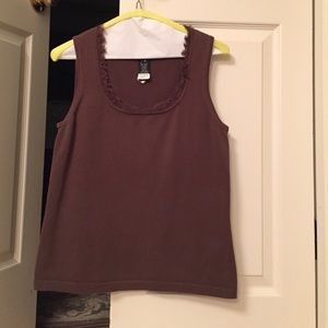 Brown sweater sleeveless top with fringe