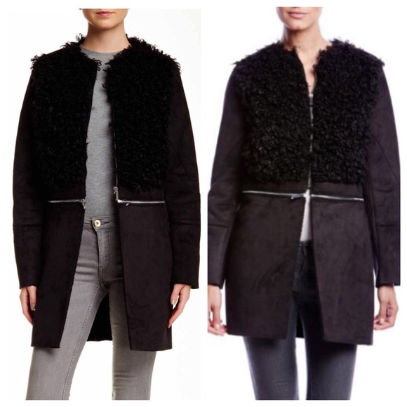 1. State Jackets & Blazers - 🌲Buy 1 Get 1 Free🌲 Black Faux Shearling Coat