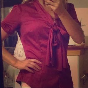 NY&Co Fushia blouse with bow detail for neck line