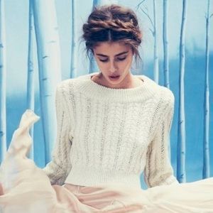 For Love & Lemons Knitz crop sweater cream