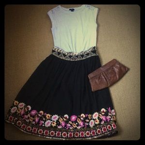 Boston Proper BOHO Embroidered Floral Skirt