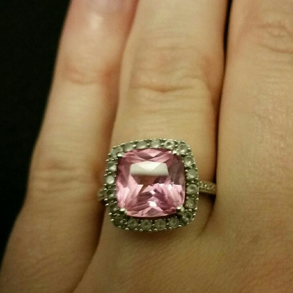10k white gold Zales pink sapphire ring