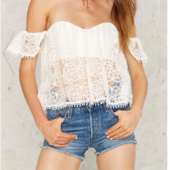 White off the shoulder lace top