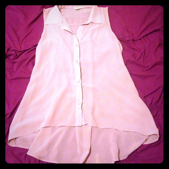 Sheer high low button up blouse!