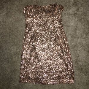 Gold/rose gold sequin strapless F21 dress