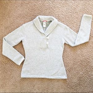 North Face Sweatshirt Gray Quarter Button