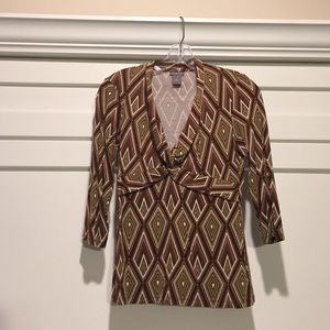 ANN TAYLOR 3/4 Sleeve Mod Print Top