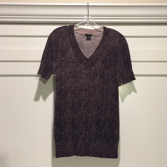 ANN TAYLOR Reptile Print Short Sleeve Sweater