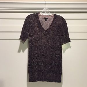 ANN TAYLOR Reptile Print Short Sleeve Sweater