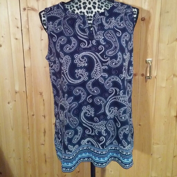 Talbots Paisley Blue Sleeveless Top